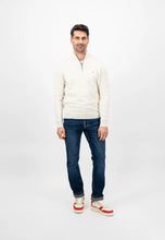 Load image into Gallery viewer, FYNCH HATTON Troyer 1/4 Zip Sweatshirt - Men&#39;s Soft Cotton – White
