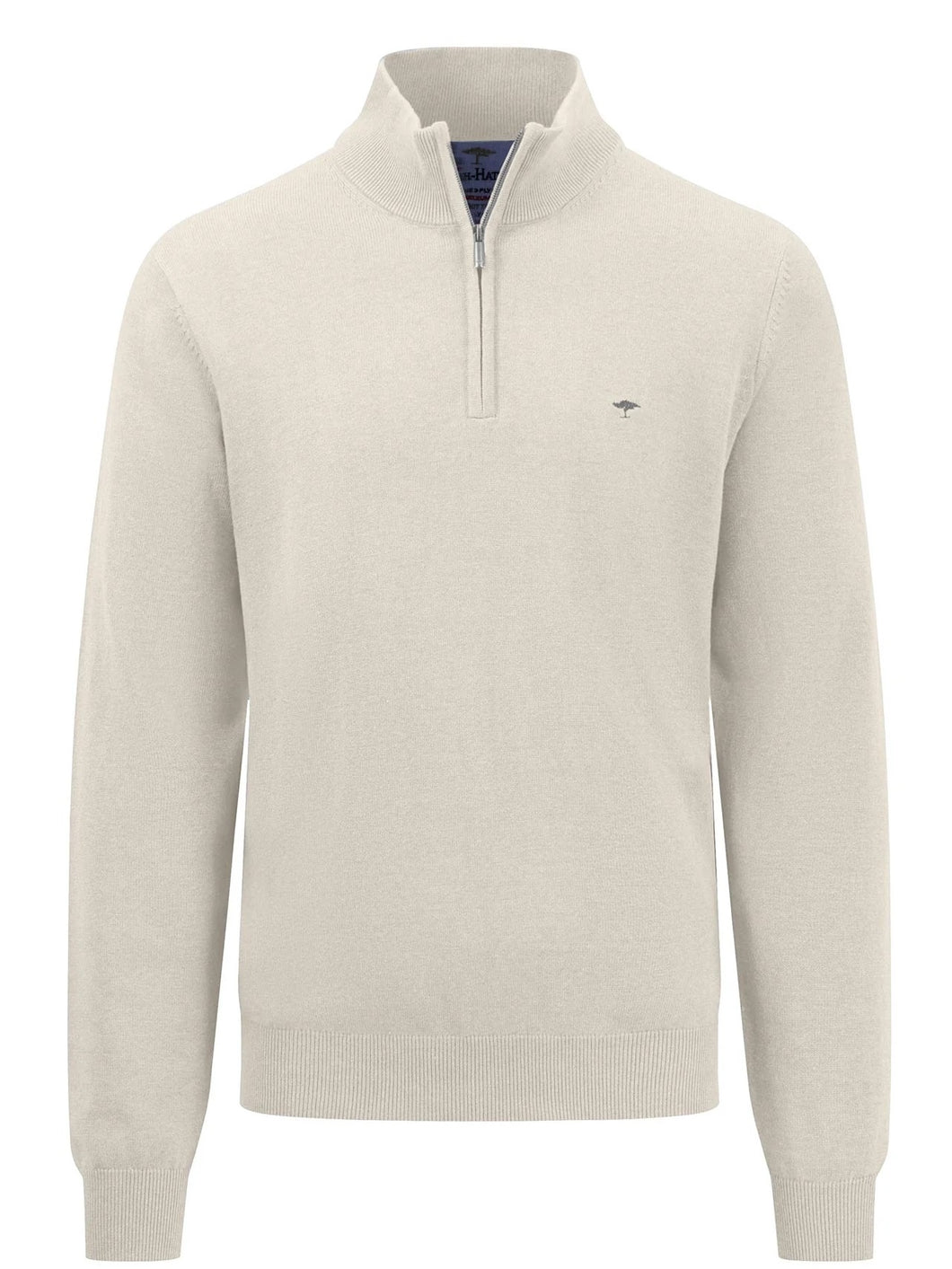 FYNCH HATTON Troyer 1/4 Zip Sweatshirt - Men's Soft Cotton – White