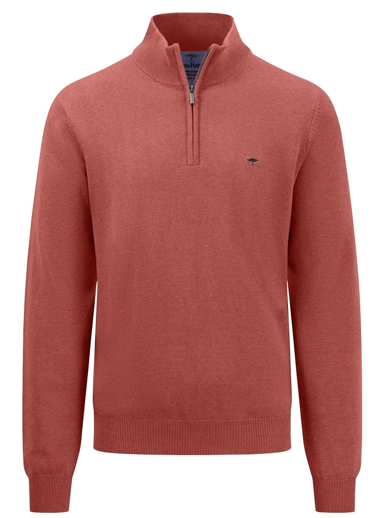 FYNCH HATTON Troyer 1/4 Zip Sweatshirt - Men's Soft Cotton – Orient Red