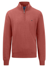 Load image into Gallery viewer, FYNCH HATTON Troyer 1/4 Zip Sweatshirt - Men&#39;s Soft Cotton – Orient Red
