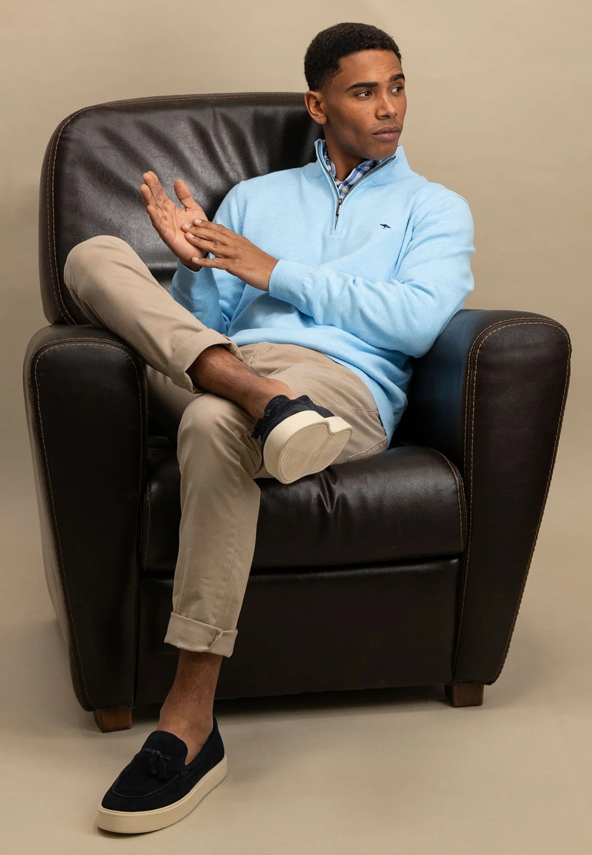 FYNCH HATTON Troyer 1/4 Zip Soft Cotton Knit - Men's – Splashy Ocean