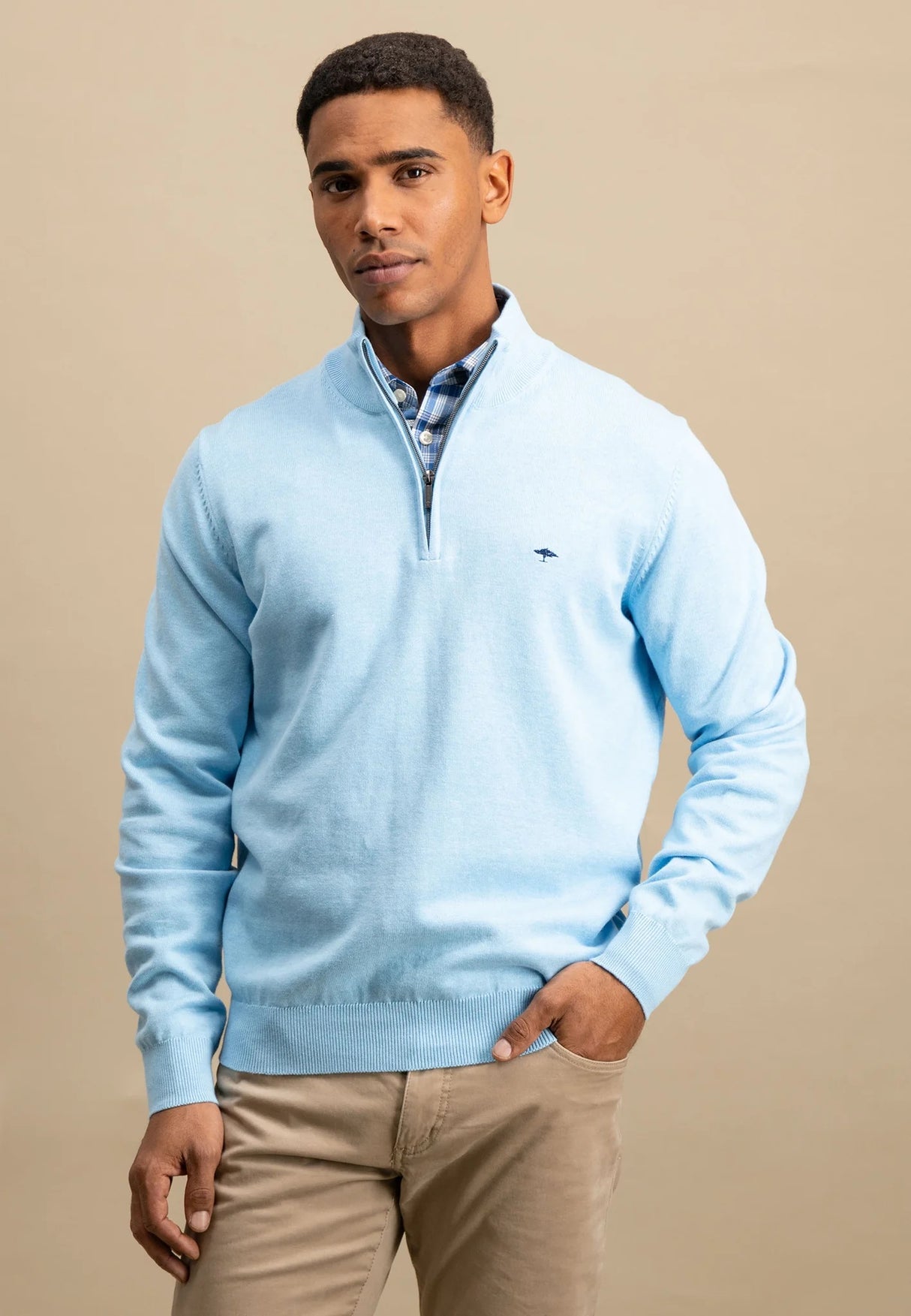 FYNCH HATTON Troyer 1/4 Zip Soft Cotton Knit - Men's – Splashy Ocean