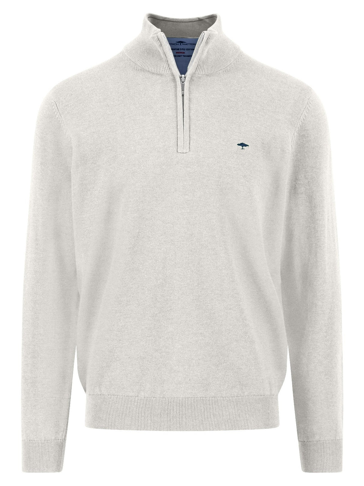 FYNCH HATTON Troyer 1/4 Zip Soft Cotton Knit - Men's – Winter White