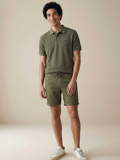 FYNCH HATTON Two Tone Mecerised Cotton Polo Shirt - Mens - Dark Khaki