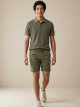 FYNCH HATTON Two Tone Mecerised Cotton Polo Shirt - Mens - Dark Khaki