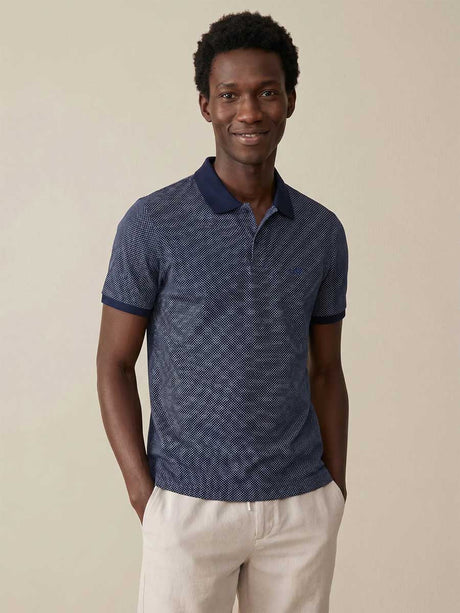 FYNCH HATTON Two Tone Mecerised Cotton Polo Shirt - Mens - Navy