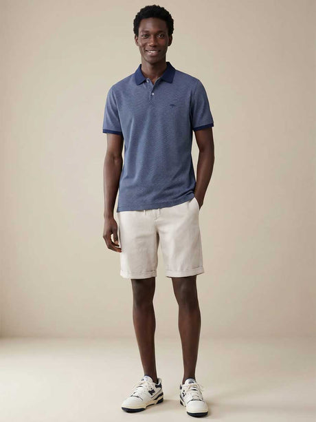 FYNCH HATTON Two Tone Mecerised Cotton Polo Shirt - Mens - Navy