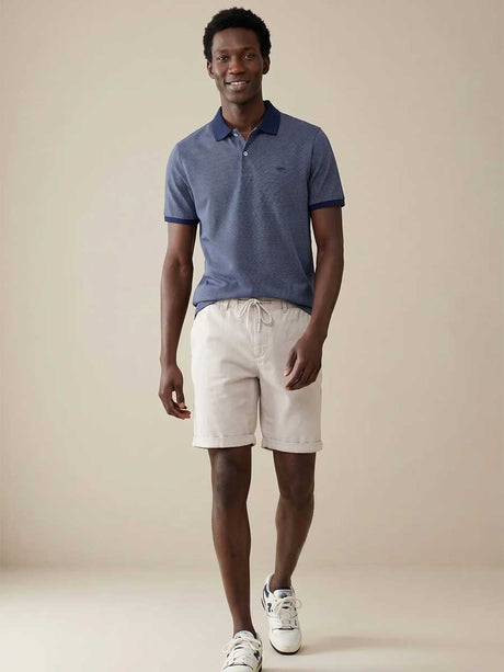 FYNCH HATTON Two Tone Mecerised Cotton Polo Shirt - Mens - Navy