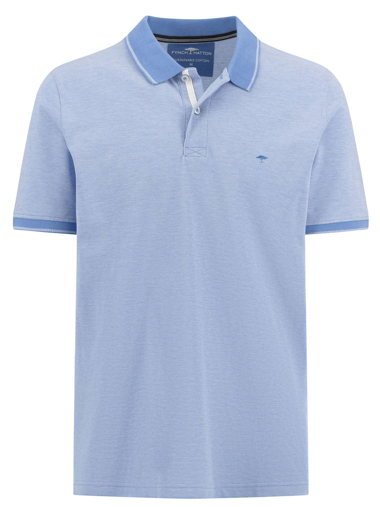 FYNCH HATTON Two Tone Pique Polo Shirt - Men's Soft Cotton – Crystal Blue