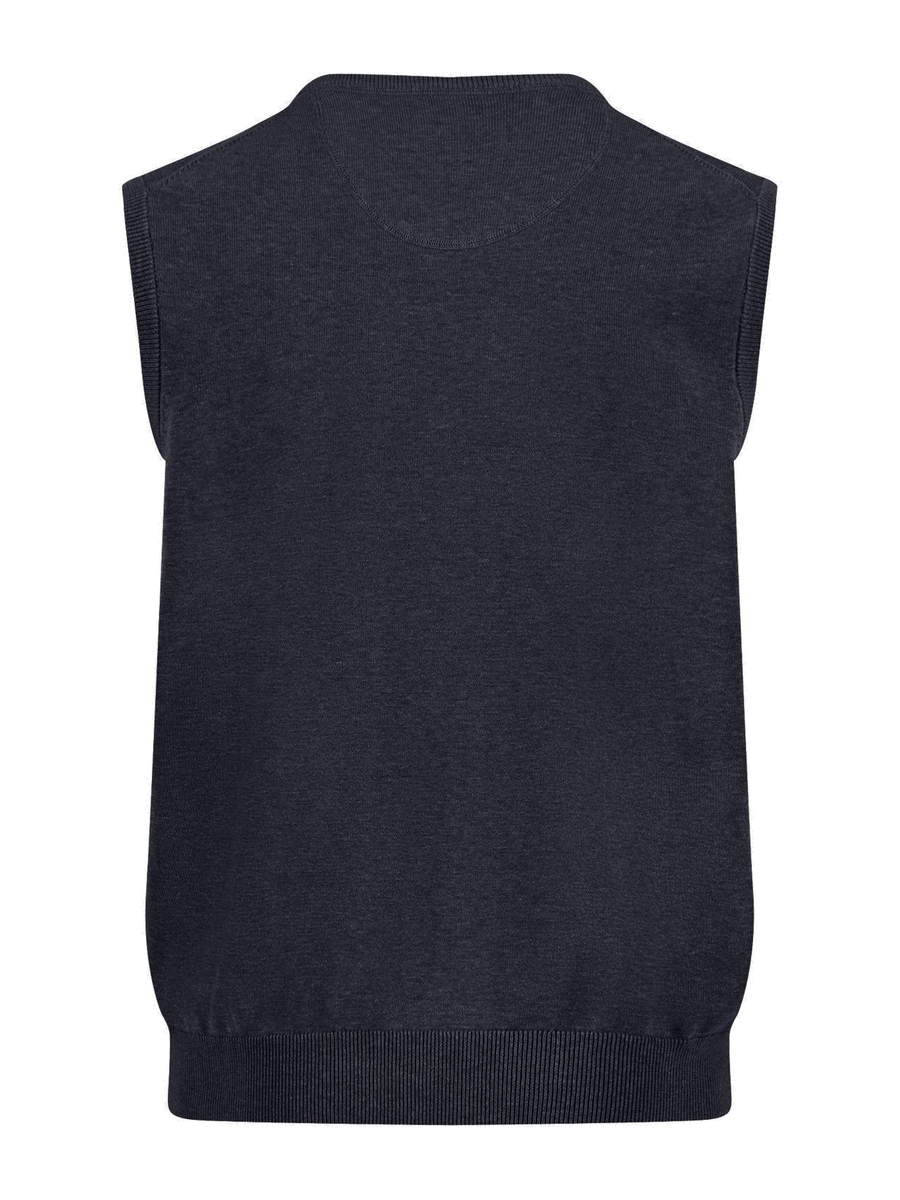 FYNCH HATTON V-Neck Knitted Vest - Men's Fine Cotton – Navy - view 5