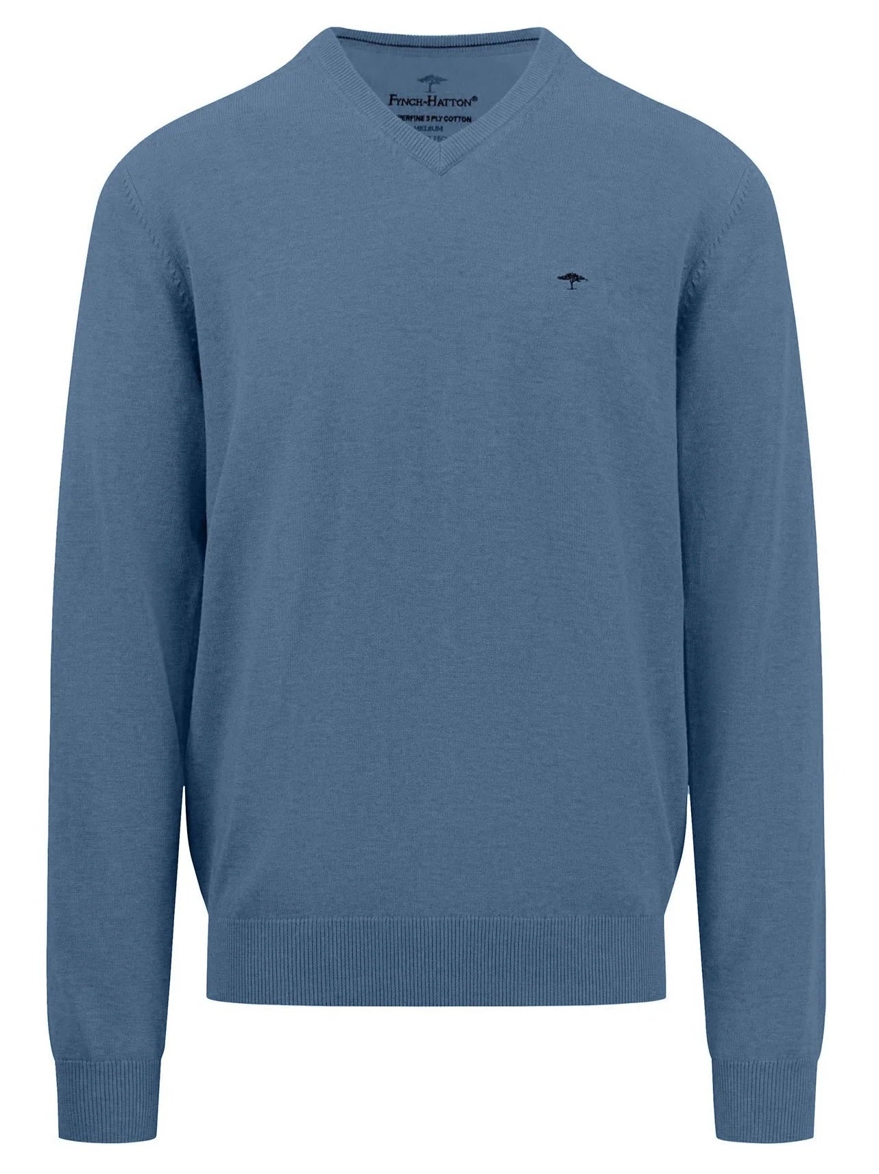 FYNCH HATTON V-Neck Sweater - Men's Fine Knit – Cloud Blue