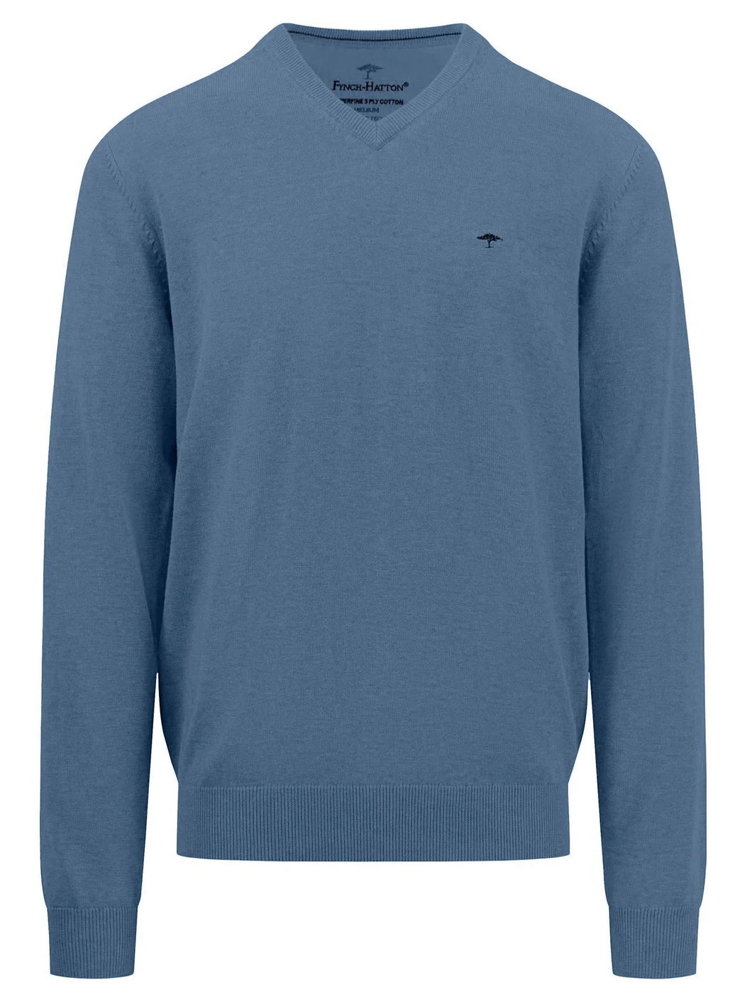 FYNCH HATTON V-Neck Sweater - Men's Fine Knit – Cloud Blue Fynch Hatton