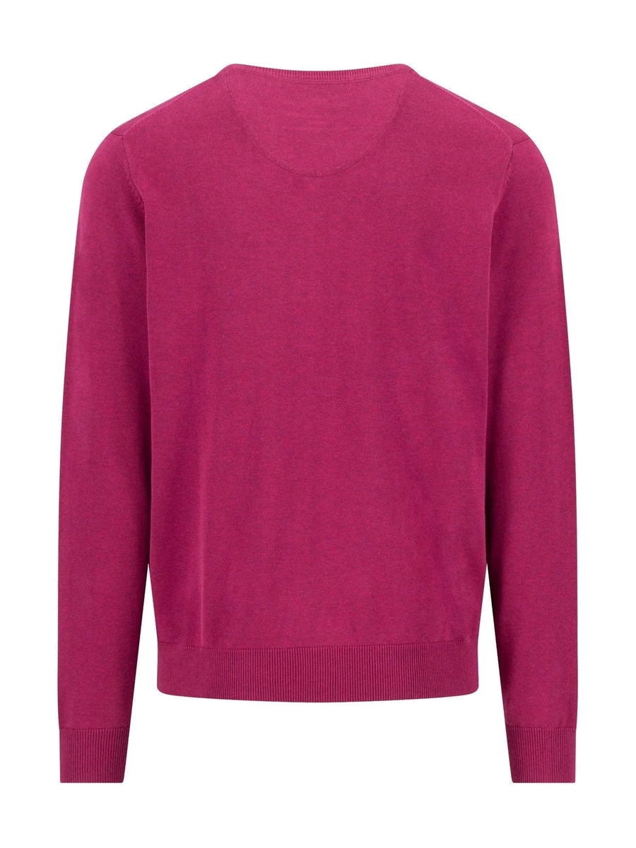 FYNCH HATTON V-Neck Sweater - Men's Fine Knit Cotton – Grape - view 2