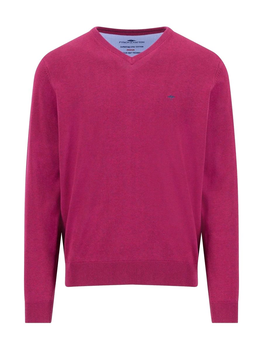 FYNCH HATTON V-Neck Sweater - Men's Fine Knit Cotton – Grape
