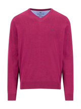 FYNCH HATTON V-Neck Sweater - Men's Fine Knit Cotton – Grape
