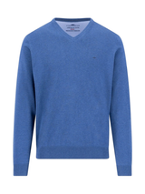 FYNCH HATTON V-Neck Sweater - Men's Fine Knit Cotton – Ink Blue