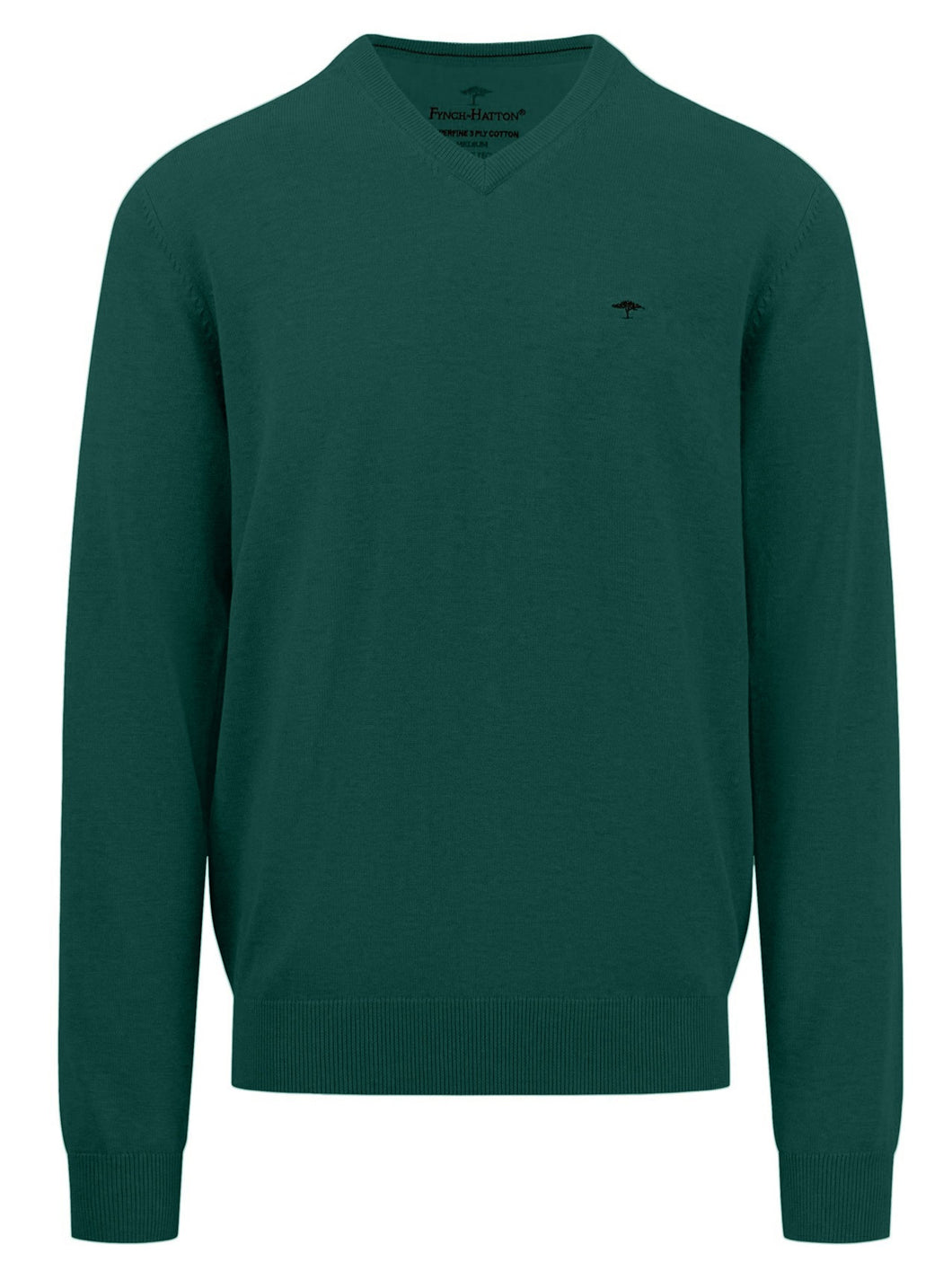 FYNCH HATTON V-Neck Sweater - Men's Fine Knit – Emerald Green Fynch Hatton