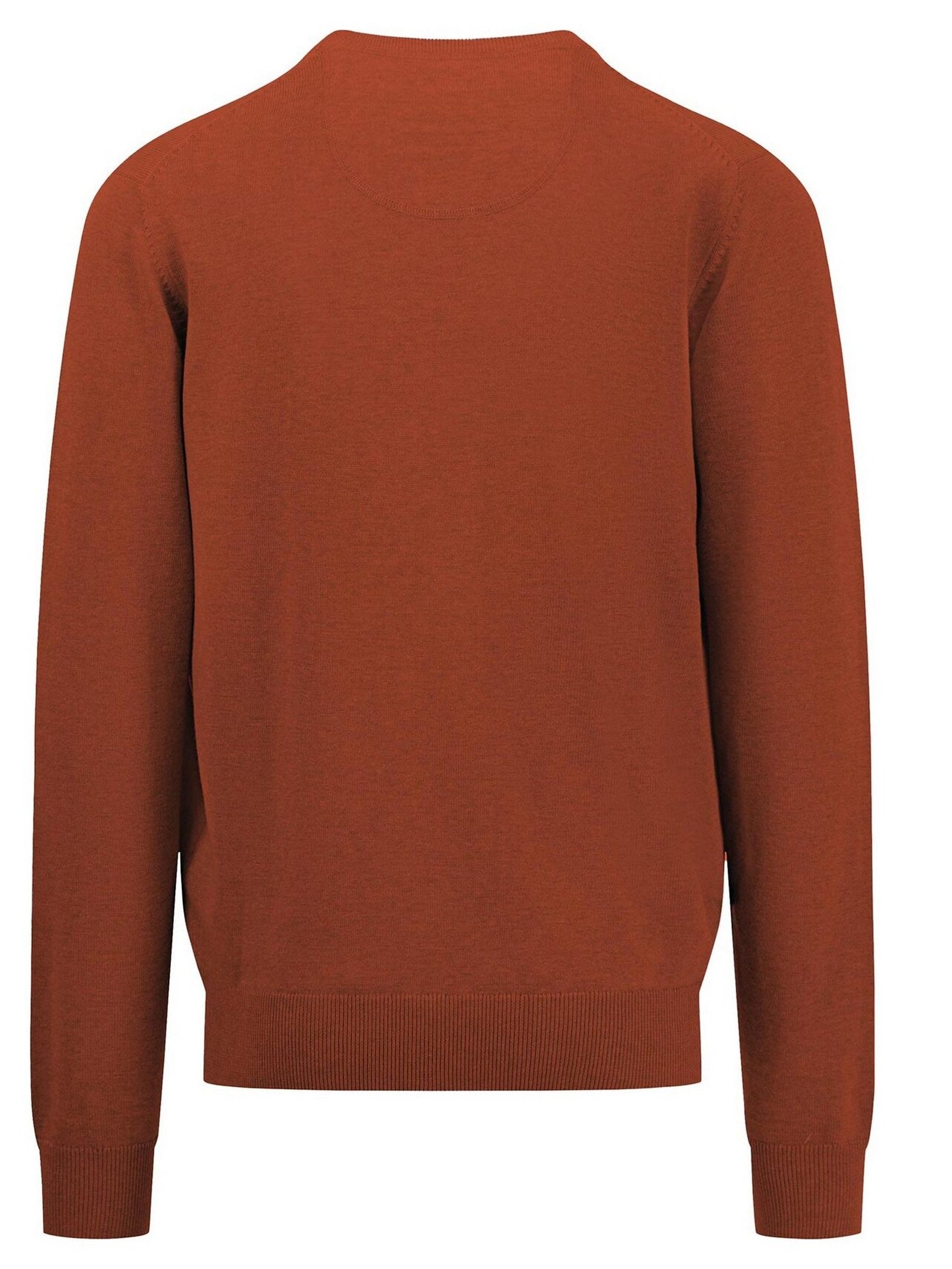 FYNCH HATTON V-Neck Sweater - Men's Fine Knit – Rust