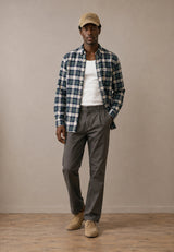 FYNCH HATTON Washed Oxford Check Shirt - Men's Cotton Button-Down – Teal - view 3
