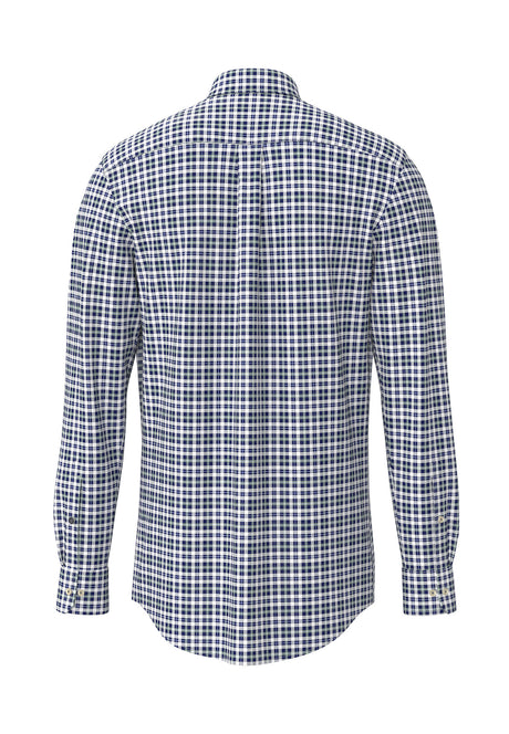 FYNCH HATTON Washed Oxford Check Shirt – Men's Button-Down – Fern
