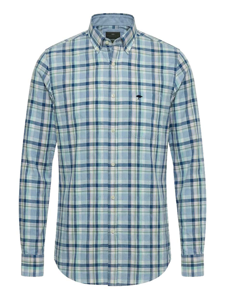 30% OFF FYNCH HATTON Washed Oxford Check Shirt - Men's Button-Down - Mint - view 1