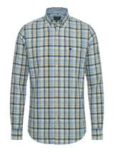 30% OFF FYNCH HATTON Washed Oxford Check Shirt - Men's Button-Down - Pale Yellow - Sizes: MEDIUM & LARGE - view 1