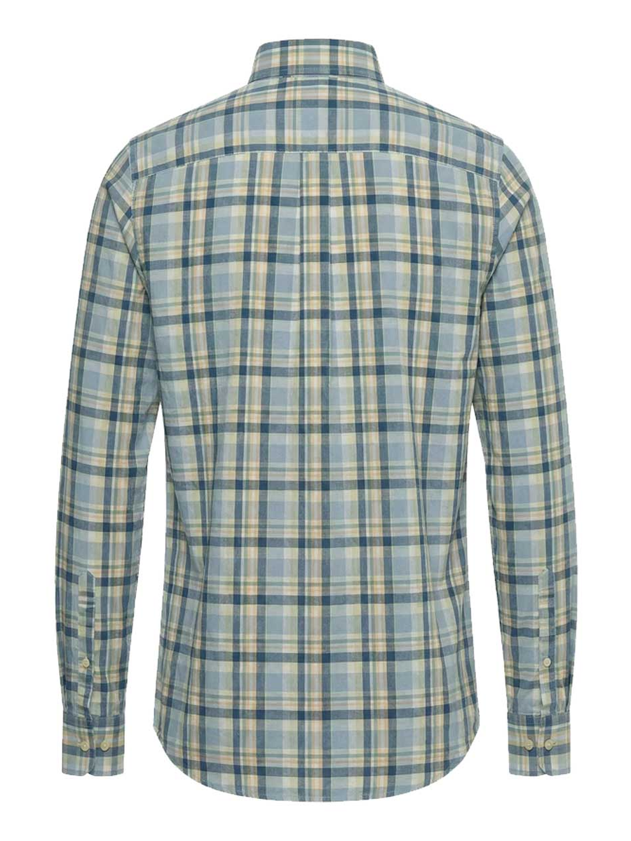 30% OFF FYNCH HATTON Washed Oxford Check Shirt - Men's Button-Down - Pale Yellow - Sizes: MEDIUM & LARGE - view 2