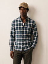 FYNCH HATTON Washed Oxford Check Shirt - Men's Cotton Button-Down – Teal - view 2