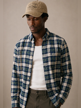 FYNCH HATTON Washed Oxford Check Shirt - Men's Cotton Button-Down – Teal - view 4