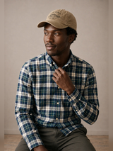 FYNCH HATTON Washed Oxford Check Shirt - Men's Cotton Button-Down – Teal - view 5