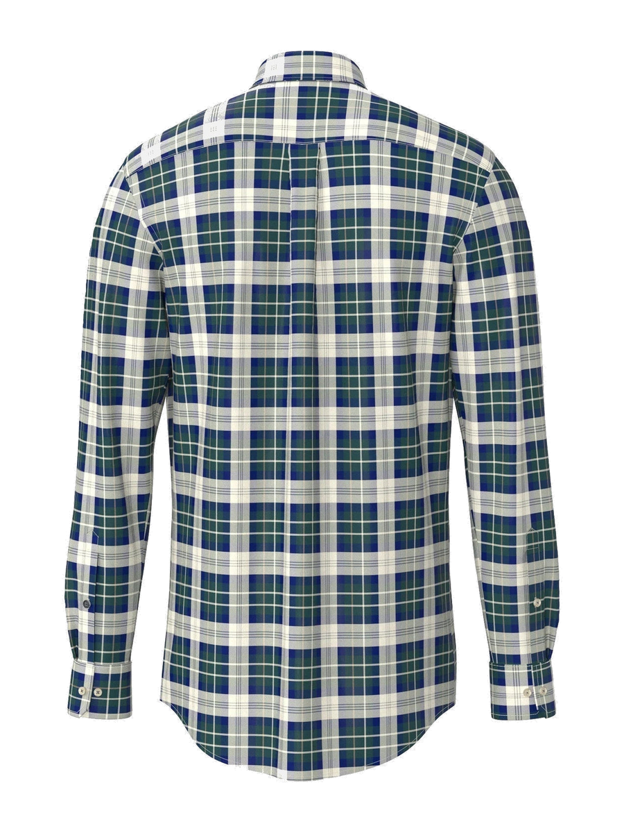 FYNCH HATTON Washed Oxford Check Shirt - Men's Cotton Button-Down – Teal - view 6