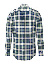 FYNCH HATTON Washed Oxford Check Shirt - Men's Cotton Button-Down – Teal - view 6