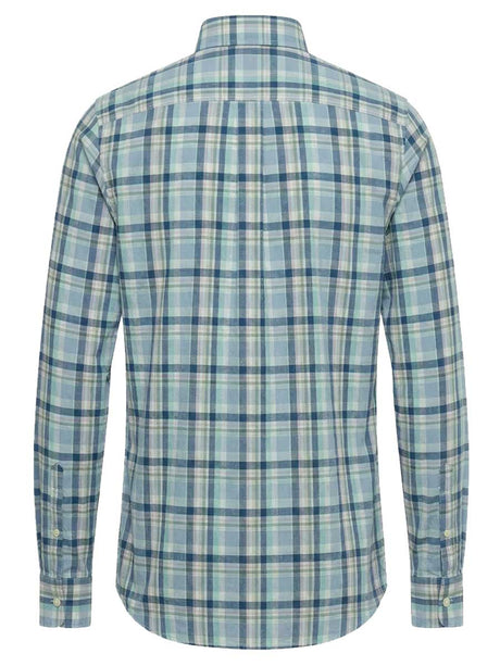 FYNCH HATTON Washed Oxford Check Shirt - Men's Button-Down - Mint