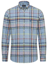 FYNCH HATTON Washed Oxford Check Shirt - Men's Button-Down - New Breeze