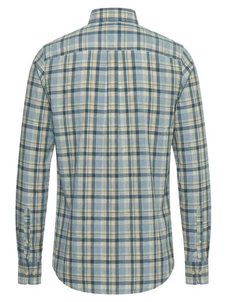FYNCH HATTON Washed Oxford Check Shirt - Men's Button-Down - Pale Yellow