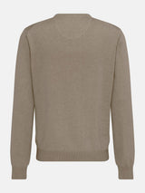 FYNCH HATTON V-Neck Sweater - Men's Fine Knit Cotton – Taupe - view 5