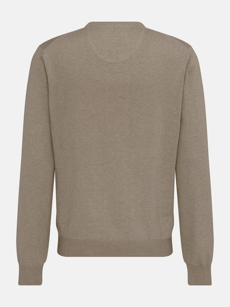 FYNCH HATTON V-Neck Sweater - Men's Fine Knit Cotton – Taupe - view 5