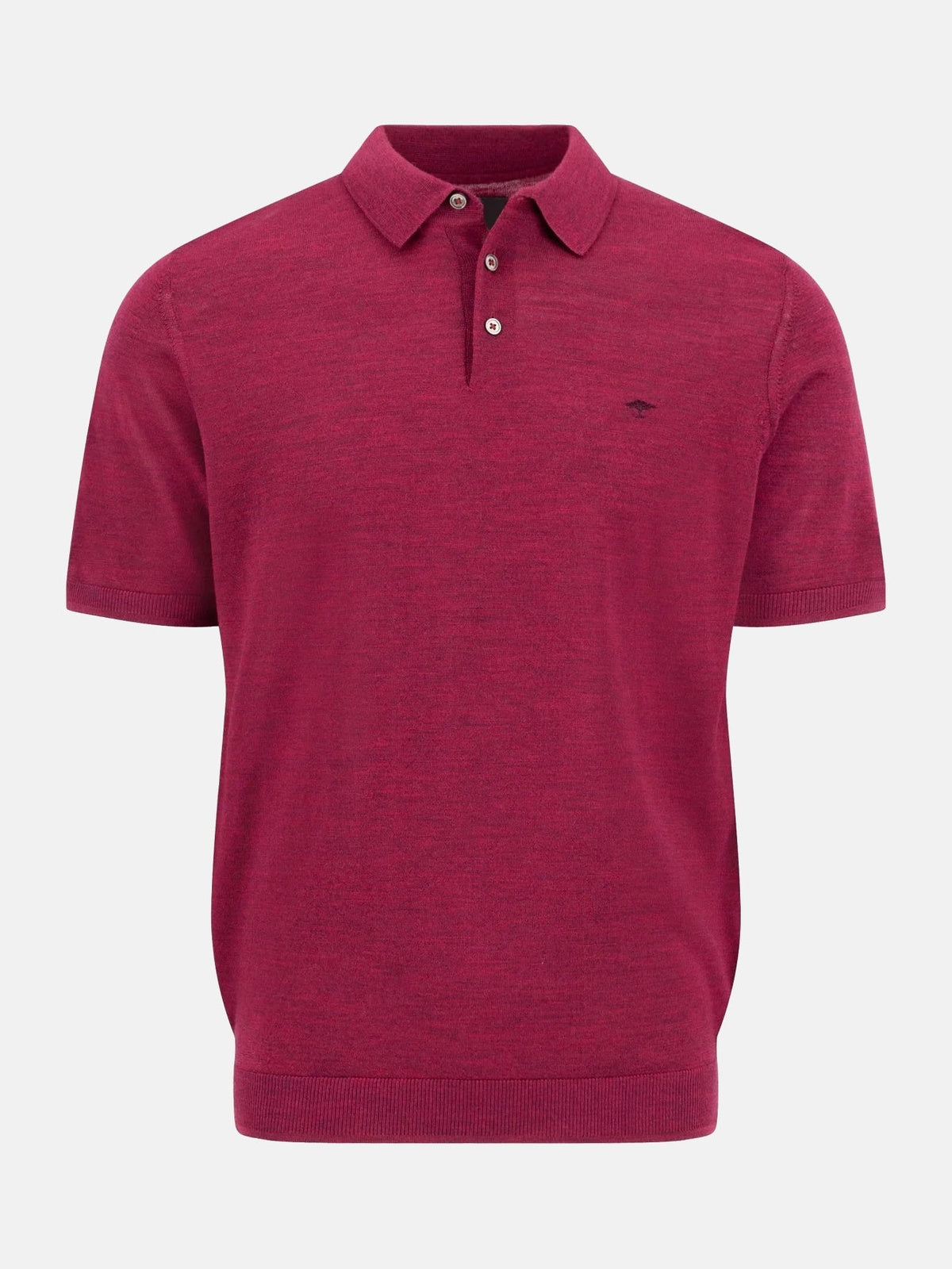 FYNCH HATTON Fine Gauge Knitted Polo Shirt - Men's Merino Wool – Grape - front view
