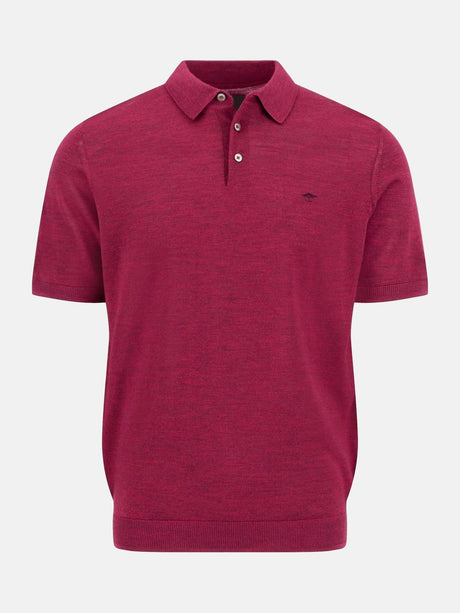 FYNCH HATTON Fine Gauge Knitted Polo Shirt - Men's Merino Wool – Grape - front view