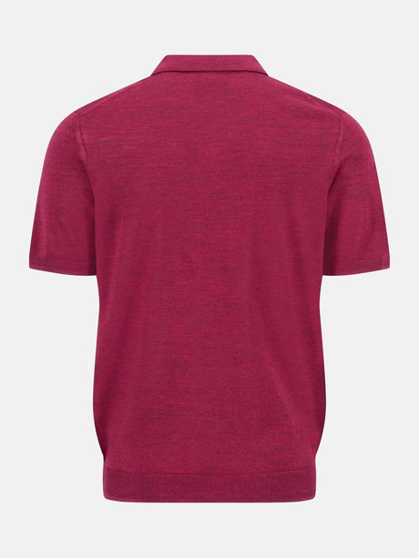 FYNCH HATTON Fine Gauge Knitted Polo Shirt - Men's Merino Wool – Grape - view 5