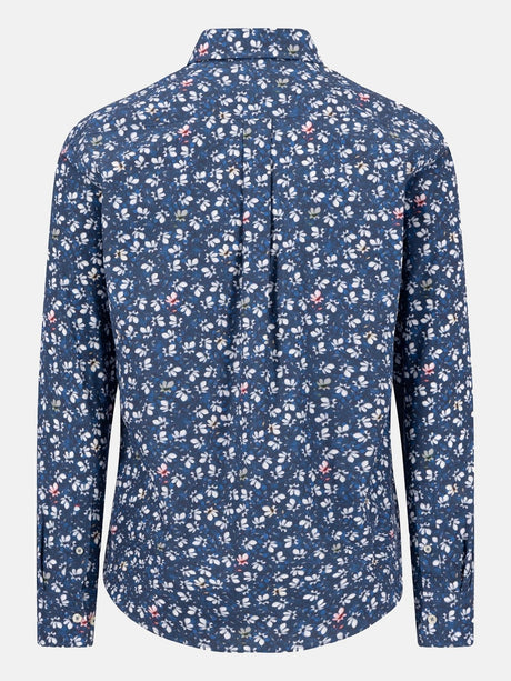 FYNCH HATTON Flower Print Shirt - Men's Cotton Button-Down – Ink Blue - view 2