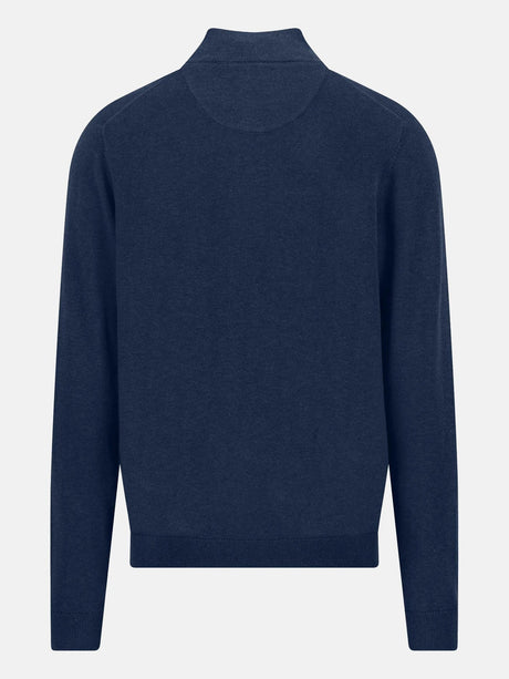 FYNCH HATTON 1/4 Zip Sweater - Men's Fine Knit Air Cotton – Ink Blue - view 5