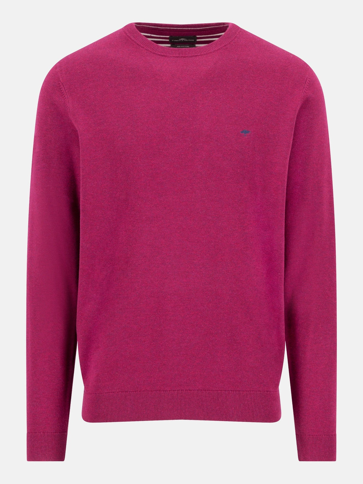 FYNCH HATTON Crew Neck Sweater - Men's Fine Knit Cotton – Grape - front view