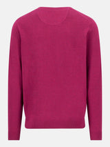 FYNCH HATTON Crew Neck Sweater - Men's Fine Knit Cotton – Grape - view 2