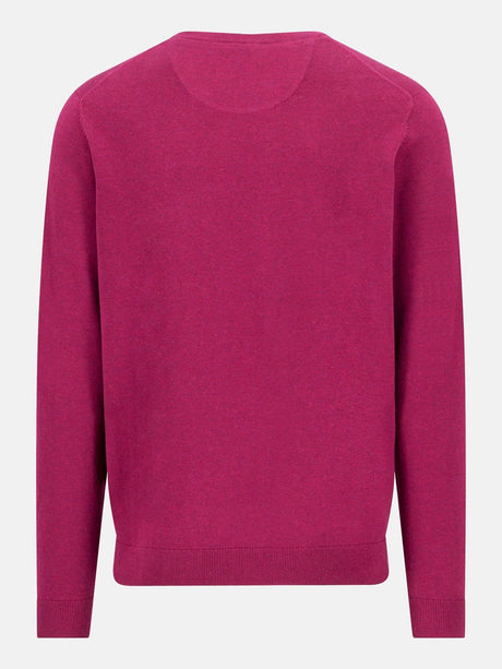 FYNCH HATTON Crew Neck Sweater - Men's Fine Knit Cotton – Grape - view 2
