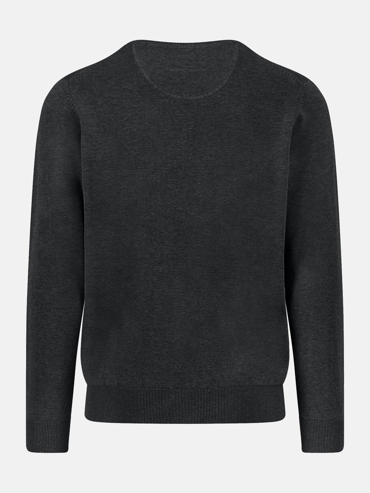 FYNCH HATTON Crew Neck Sweater - Men's Fine Knit Cotton – Black - view 2