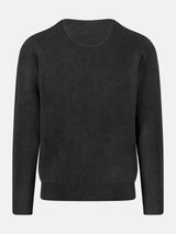 FYNCH HATTON Crew Neck Sweater - Men's Fine Knit Cotton – Black - view 2