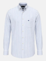FYNCH HATTON Poplin Stripe Shirt - Men's Cotton Button-Down – Light Blue - front view