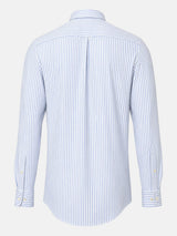 FYNCH HATTON Poplin Stripe Shirt - Men's Cotton Button-Down – Light Blue - view 5