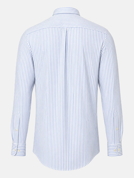 FYNCH HATTON Poplin Stripe Shirt - Men's Cotton Button-Down – Light Blue - view 5